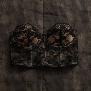 Black Floral Bralette Tube Top